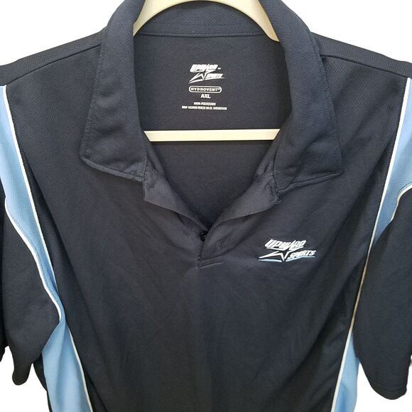 Upward Sports Mens Sz AXL Blue Black Solid Short Sleeve Hydrovent Polo Shirt - Picture 8 of 9